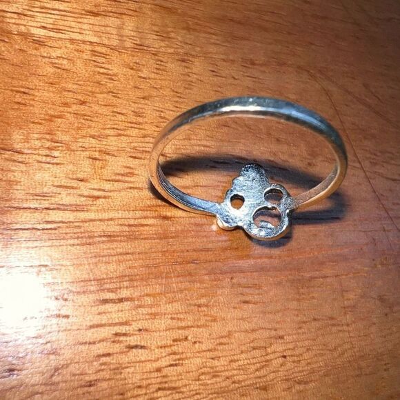 Om Symbol Ring with Blue Gem, Distressed Silver Toned Ring, Women’s Size: 7.75 - Picture 5 of 6